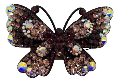 Broche Para Cabello Coreano Mariposa Gde Brillos Violeta_3pz