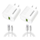 2pzs Cargador 20w Universal Usb 3 Am Con Cable 1m Tipo C 3.0