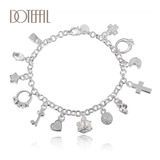 Pulsera-brazalete Con Accesorios Colgantes / Plata Ley 925