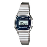 Relógio De Pulso Casio Youth La670wa-1 Com Corpo Prateado,  Digital, Para Feminino, Fundo  Azul, Com Correia De Aço Inoxidável Cor Prateado, Subdials De Cor Preto, Ponteiro De Minutos/segundos Preto, 