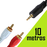 Cable De Audio De 10 Metros Plug 3.5mm A 2 Rca