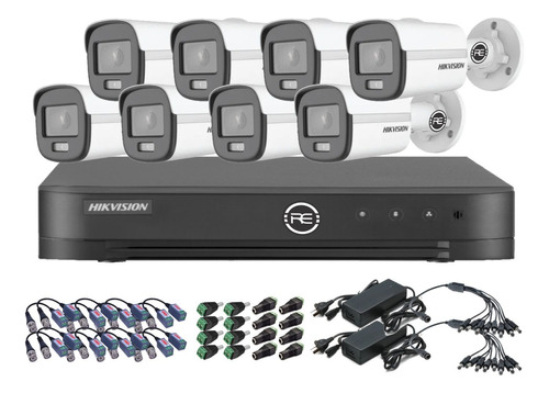 Kit De Seguridad Dvr Hikvision 8 Camaras 2mpx 24hs Color Vu