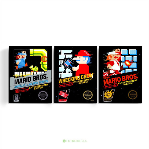Cuadros Tripticos Super Mario Bros Nes Family Game Juego