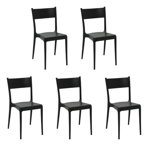 Conjunto 5 Cadeiras Tramontina Diana Eco Preto