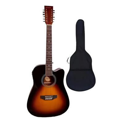 Guitarra Electroacustica Texana Segovia Sunburst Sgc12sb Color Sombreado con funda | Meses sin interés