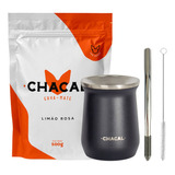 Kit Terere Cuia Térmica Preta 236ml E Erva Mate Chacal Sabor