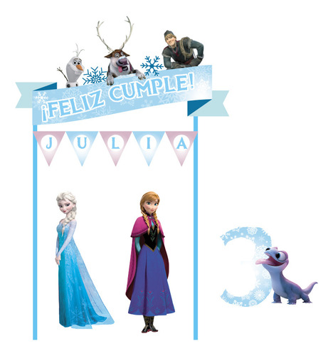 Adorno De Torta De Papel Big Topper Frozen Elsa Anna Olaf