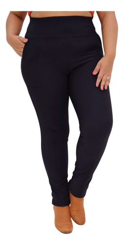 Calça Montaria Plus Size Gorgurão Cintura Alta Com Bolsos