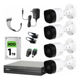 Dahua Kit De Video Vigilancia 4 Cámaras Metálicas 5 Mp + Disco Duro De 1 Tb  Y Transceptores Circuito Cerrado Con Detección De Movimento Dh-kit5mp-plus2-1tb-sc