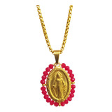 Medalla Virgen De La Milagrosa Con Cadena / Acero. 