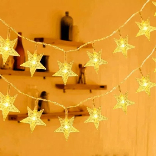 Luces Solares Estrella Decoración Navideña Guirnaldas Calida