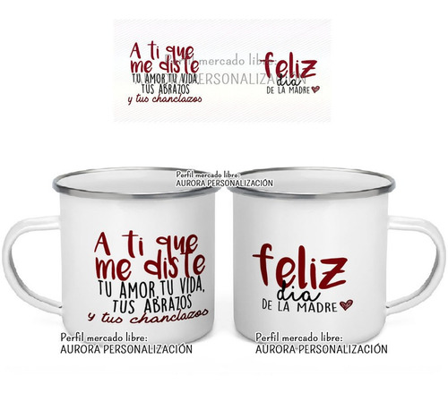 Mug Peltre Acero Regalo Mamá Pocillo Taza Metalica 06