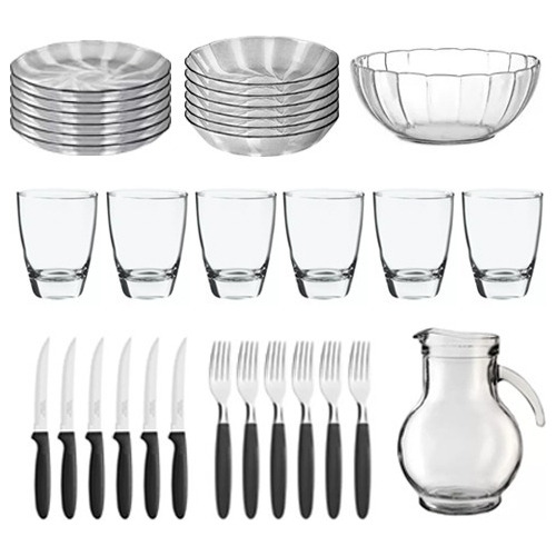 Set Vajilla Completo Vasos Platos Cubiertos Rigolleau 32pz