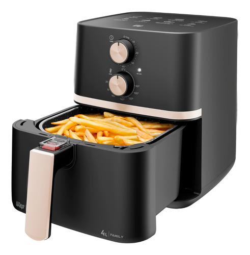 Fritadeira Elétrica Wap Air Fryer Family 1500w 4 Litros 220v Preto Cinza E Champagne