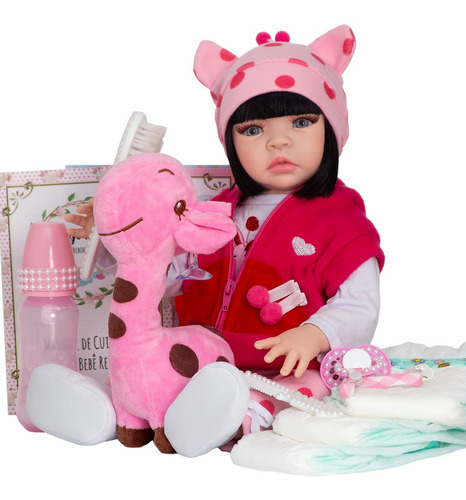 Bebe Reborn Girafinha Boneca Grande Silicone Realista Banho