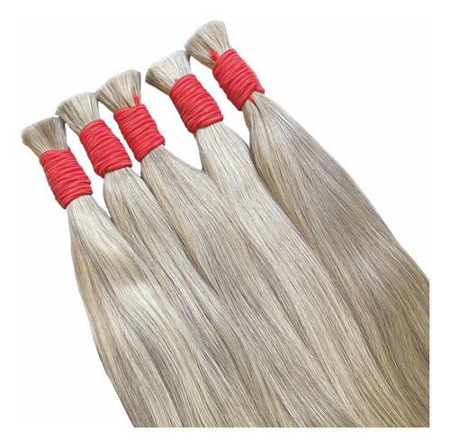 Cabelo Humano Natural Loiro Mesclado Cinza 65cm - 100 Gramas