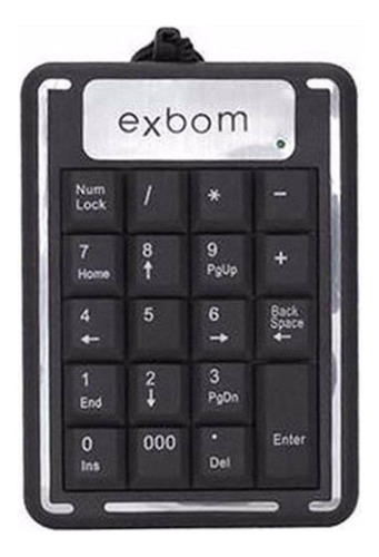 Teclado Numérico Usb Exbom Bk-n20 Com Fio Retrátil Mini