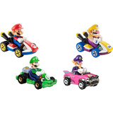 Hot Wheels Mario Kart 4 Pack (mario, Wario, Luigi Y Waluigi)