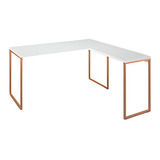 Escrivaninha E-led Mesa Em L Mdp, Aço De 150m X 76.5cm X 45cm X 150cm Branco/cobre 