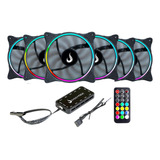 Combo Com 6 Coolers Rise Mode + Controladora Para Gabinete 