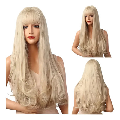 Pelucas Naturales Sintetica Larga Cosplay Mujer Rubia Blanco | MercadoLibre