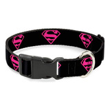 Collar De Perro Con Hebilla De Plastico Superman Shield Neg