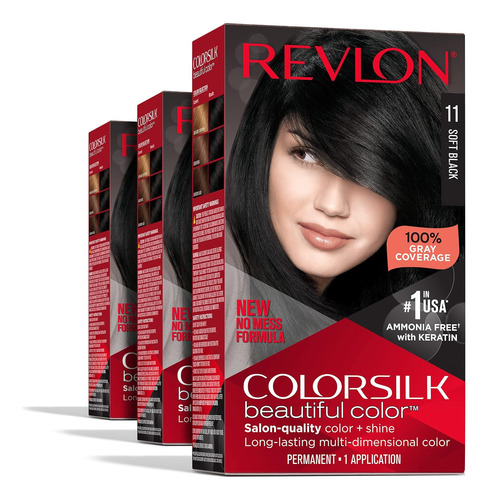 Tinte Permanente Para El Cabello Negro Suave 011 Revlon