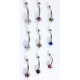 Piercing De Umbigo Pequeno Com Strass Em Aço Kit 12 Unidades