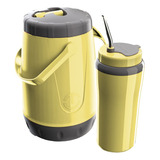 Garrafa Térmica Tererê 2.5l Copo Térmico 650ml Bomba Inox Cor Amarelo