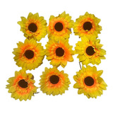 100 Flores De Girassol  Artificial Grande 13cm Decoração 