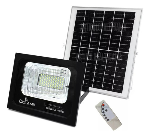 Reflector Lampara Led Panel Solar 750c 100w Recargable Negro