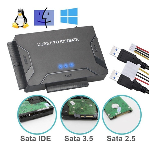 Adaptador Sata Ide A Usb 3.0 Convertidor De Cable Ssd 12v