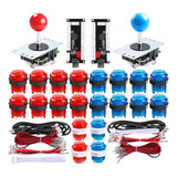 2 Jugadores 2pin Diy Juego De Arcade Joystick Kits Rojo Azul