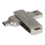 Pendrive Philips 32 Gb 2 En 1 Usb Tipo C 3.0 Snap Gris