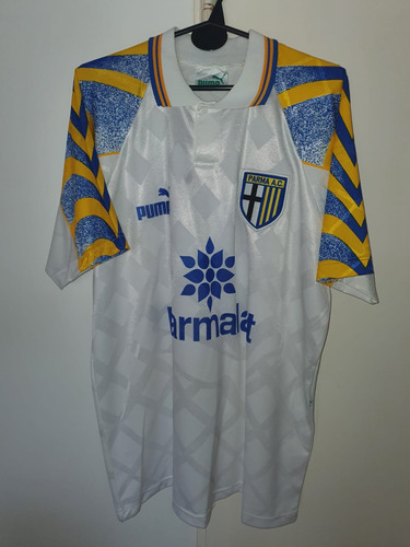 Camiseta Puma Parma Italia 1998 Blanca #8 Stoichkov Talle Xl