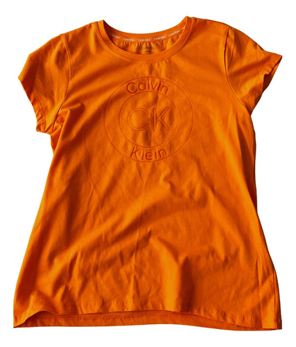 Playera Calvin Klein Con Logo Mujer Naranja
