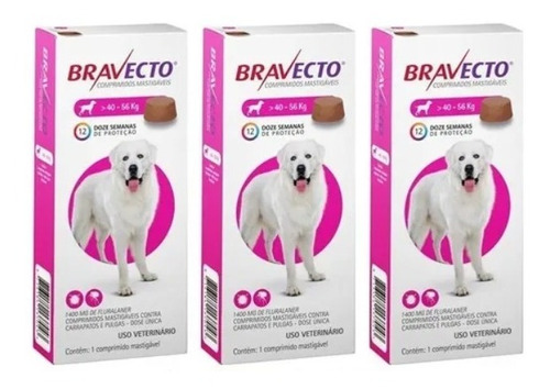 Combo 3 Bravecto Antipulgas Cães 40 A 56kg