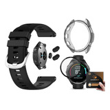 Kit Pulseira + Tampa + Capa + Película Para Garmin 965