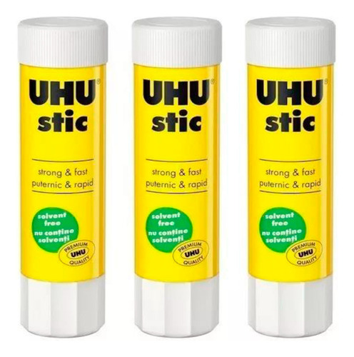 3 Unidades Uhu Stic 8.2 Ml Pegamento Chico Adhesivo  Barra 