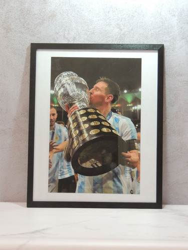 Cuadro Messi Argentina Copa America 21x30 C/ Marco Y Vidrio