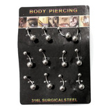 Pack X 12 Piercing Ombligo De Acero Quirúrgico 