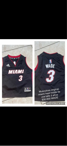 Musculosa Orignal Miami Heat Wade Importada Usa Niño