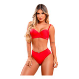 Kit 3 Conjuntos Lingerie Calcinha Fio Duplo Sutiã Reforçado