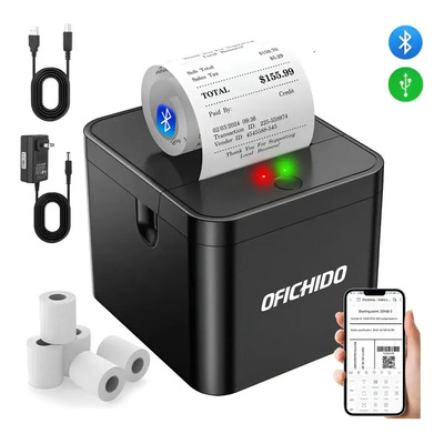 Impresora Térmica OFICHIDO 58mm para Tickets con Bluetooth y USB, Pack de 5 Rollos | MercadoLibre