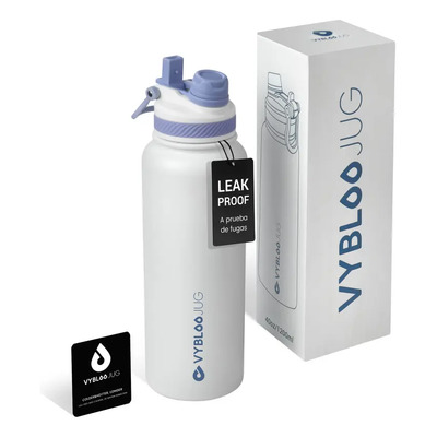 Termos Botella de Agua 40oz Acero Inoxidable Tapa 2 en 1 Color Perla | Envío gratis