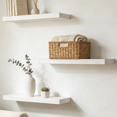 Estante flotante Mornwell madera blanco mate 30x15cm soporta 10kg | MercadoLibre