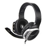 Auriculares Gamer Sades R17 Black And Silver Pc Ps4 Color Gris