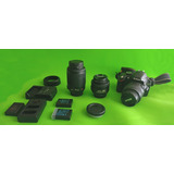  Nikon Kit D3200 + 3 Lentes + 3 Baterías Dslr Color  Negro