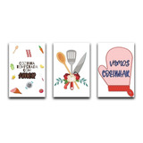 Kit Placas Quadros Decorativos 3 Pçs 20x30 Cozinha