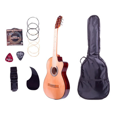 Guitarra Acústica Curva De Paracho, Paquete Con Accesorios Color Veteada Orientación De La Mano Zurda | Envío gratis